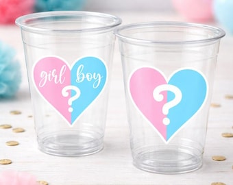 GENDER REVEAL Party Cups - Pink and Blue Party Cups Gender Reveal Party Favors One Piece Gender Reveal Gender Reveal Decorations Baby Shower