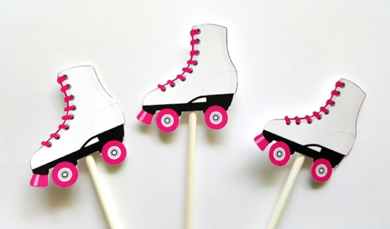 Roller Skate Cupcake Toppers Pink and Black Etsy