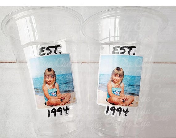 Est 1994 Custom Plastic Party Cups Personalized Birthday Custom Face Party Decorations Personalized 30th Birthday Cups Vintage 30 Cups 1994