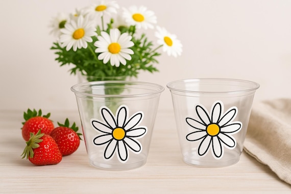DAISY PARTY CUPS - Daisy Cups 70S Party cups 70s Birthday Cups 70's Party Cups 70's Decorations 70's Birthday Party 70's Decorations