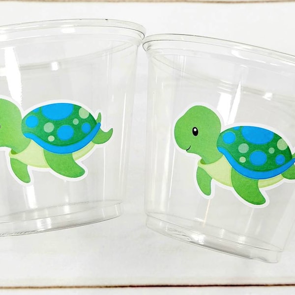 TURTLE PARTY CUPS - Turtle Cups Turtle Decorations Turtle Birthday Turtle Party Turtle Party Favors Turtle Baby Shower Baby Sprinkle