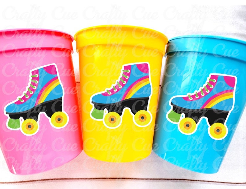 ROLLER SKATE PARTY Cups Roller Skating Birthday Cups Skate Etsy