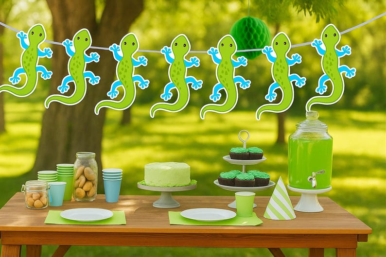 Lizard Garland, Lizard Banner, Lizard Birthday, Lizard Party, Reptile ...