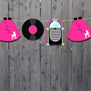 50's Party Garland, 50's Party Banner, Fifties Banner, Fifties Garland, 50's Birthday Banner, 50's Birthday Garland, 50's Party Decorations image 1