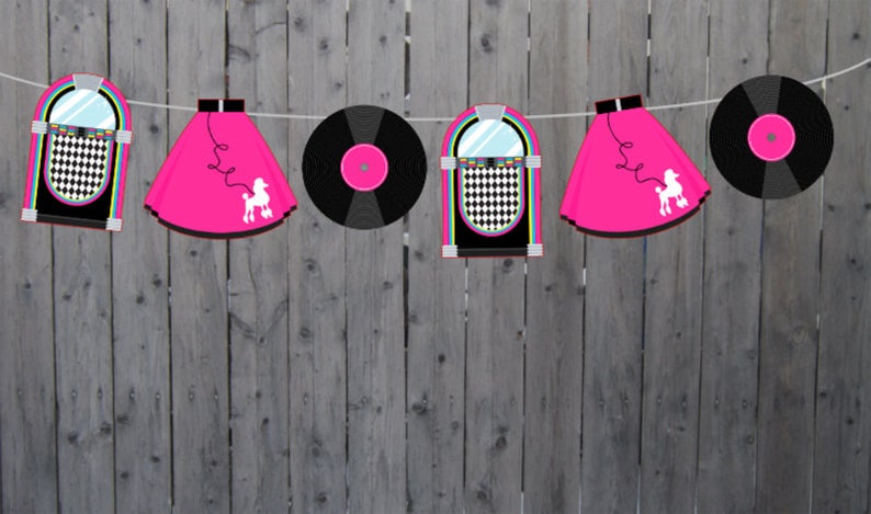 50's Party Garland, 50's Party Banner, Fifties Banner, Fifties Garland, 50's Birthday Banner, 50's Birthday Garland, 50's Party Decorations image 1