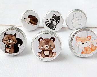 180 - Woodland Party Stickers Woodland Party Favors Woodland Baby Shower Favor Stickers Woodland Party Favors Woodland Candy Stickers Animal