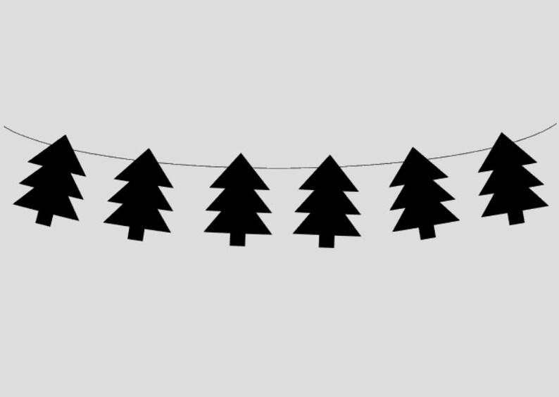 Woodland Banner Woodland Garland Black Tree Banner Black Etsy