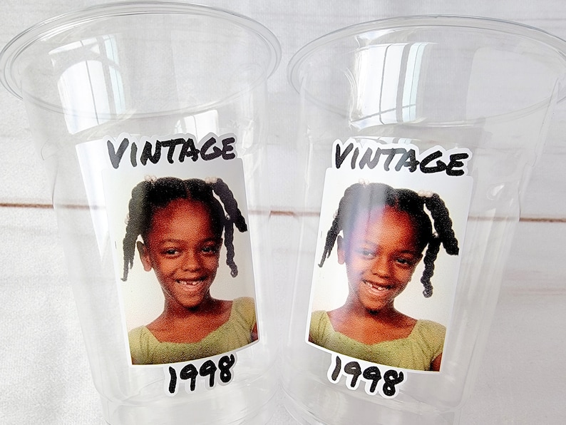 Custom Plastic Party Cups Personalized Party Cups Personalized 30th Birthday Cups Vintage 30th Cups 1994 Custom Face Party Cups Decorations image 6