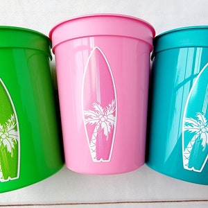 Surf Birthday Cups, The Big One Cups, Hawaii Party Cups, Surf Birthday Party Favor, Surfing Cups, Surfs Up, Surfer, Catch A Wave, Beach Cups