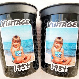 Custom Plastic Party Cups Personalized Party Cups Personalized 70th Birthday Cups Vintage 70th Cups 1954 Custom Face Party Cups Decorations