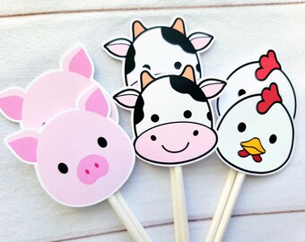 Farm Animal Cupcake Toppers, Farm Birthday Cupcake Toppers, Animal Cupcake Toppers