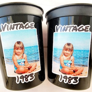 Custom Plastic Party Cups Personalized Party Cups Personalized 40th Birthday Cups Vintage 40th Cups 1983 Custom Face Party Cups Decorations