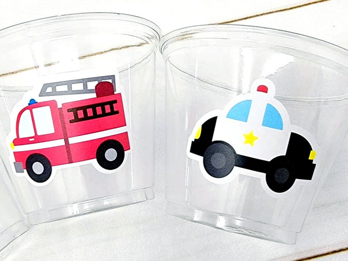 EMERGENCY VEHICLES PARTY Cups Emergency Vehicles Birthday Etsy