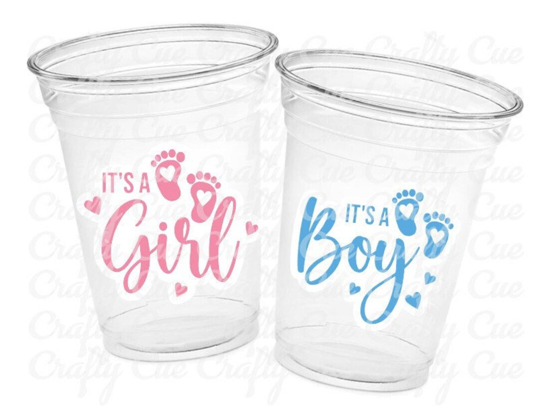 GENDER REVEAL Party Cups It's a Boy It's a Girl Pink and Blue Party