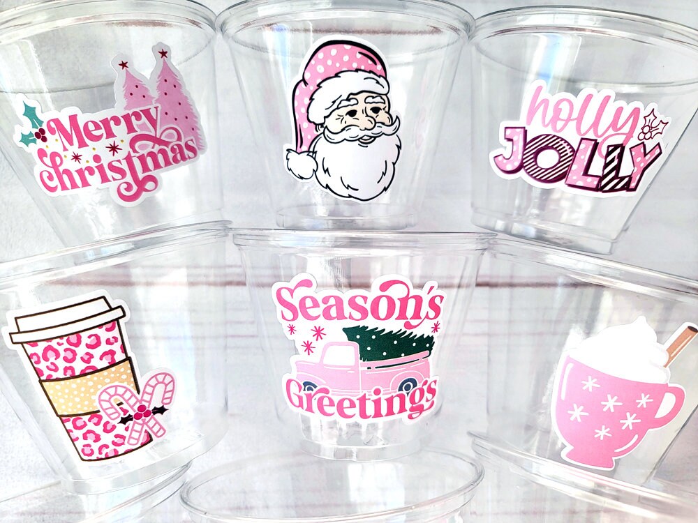 35 Pack 16 oz Christmas Plastic Cups - Disposable Santa Cups for Christmas  Party