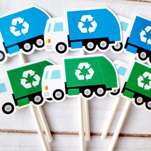 Garbage Truck Cupcake Toppers Recycle Truck Cupcake Toppers Garbage Truck Birthday Garbage Truck Party Garbage Truck.Decorations Recycling