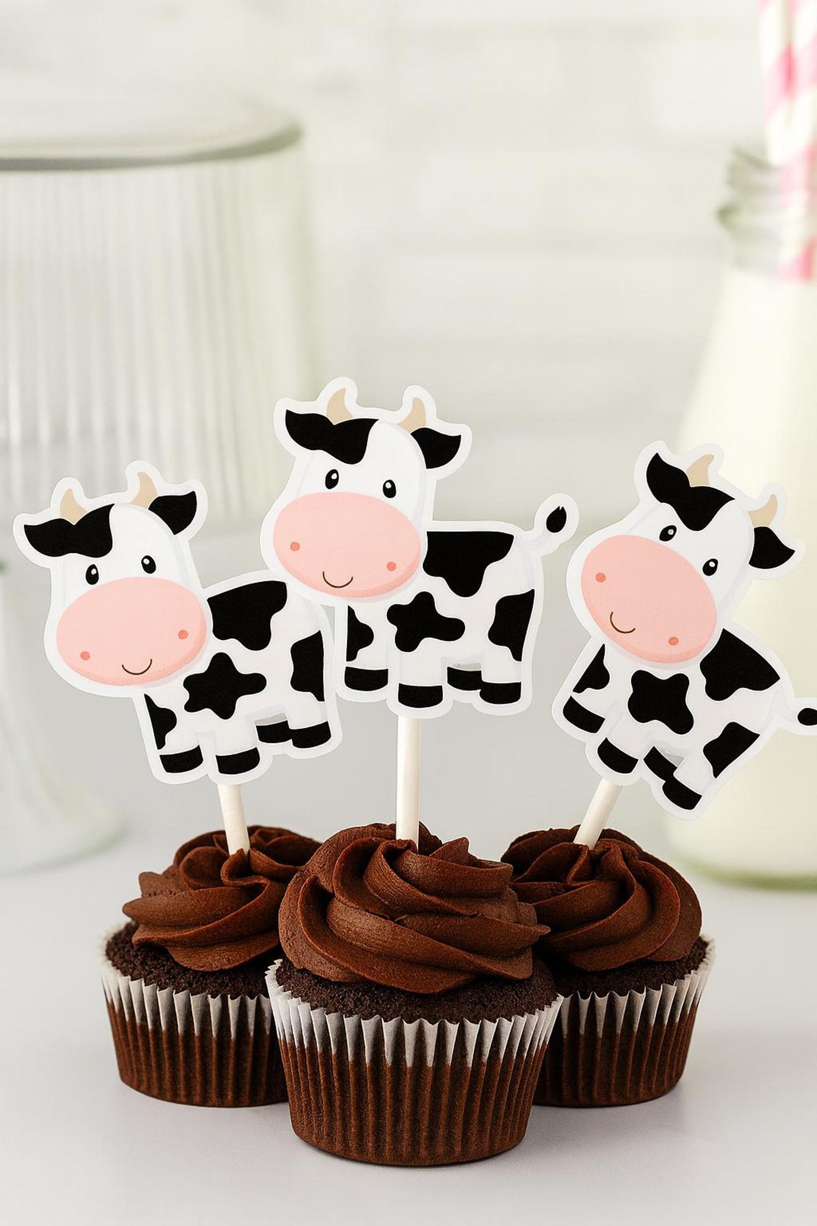 Topper Sapi Cow Cupcake Toppers, Farm Animal Cupcake Toppers, Farm Birthday Cupcake ...