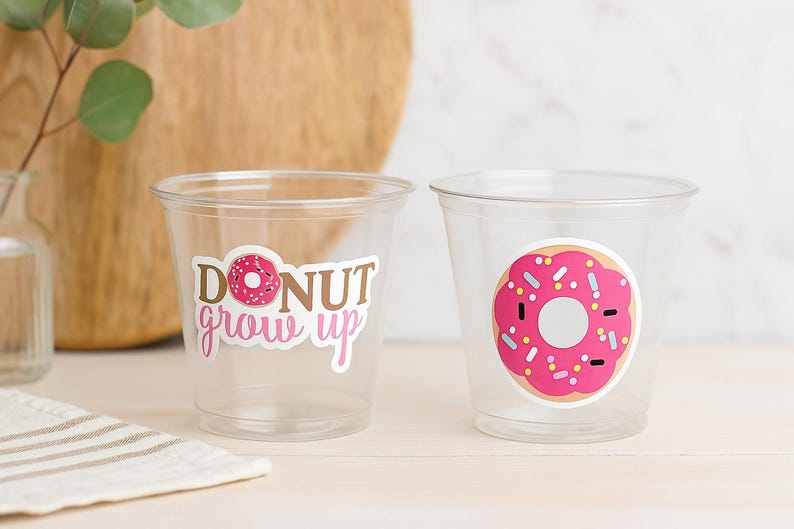 DONUT PARTY CUPS- Donut Birthday Party Donut Grow Up Donut Party Decoration Donut Birthday Decoration Donut First Birthday Donut Baby Shower image 1