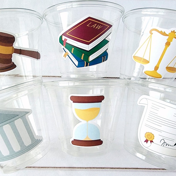 LAWYER PARTY CUPS Law School Party Cups Lawyer Graduation Law School Graduation Party Favors Attorney Party Decorations Law School Favors