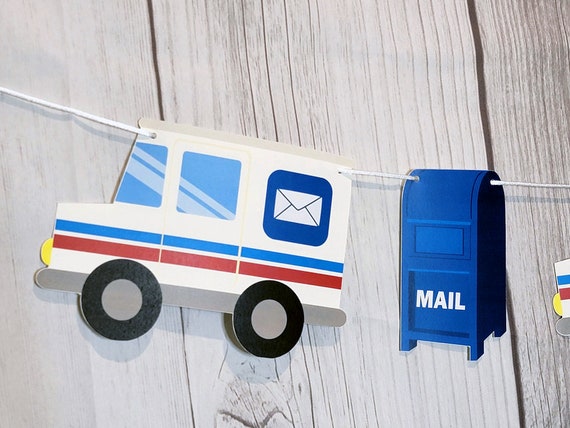 Mail Truck Garland, Mailman Truck Banner, Mail Truck Birthday Banner, Transportation Banner, Truck Birthday Banner Il_570xn