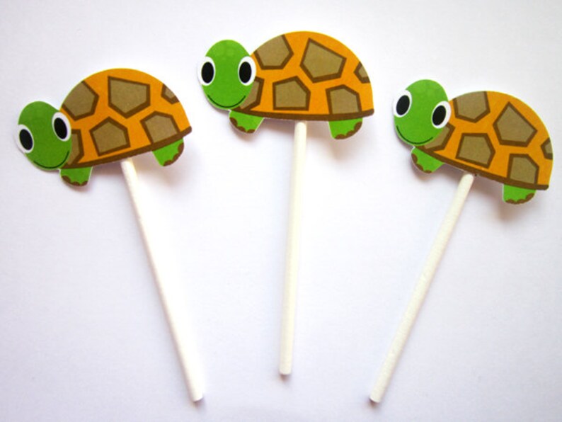 Turtle Cupcake Toppers Turtle Birthday Turtle Baby Shower Etsy