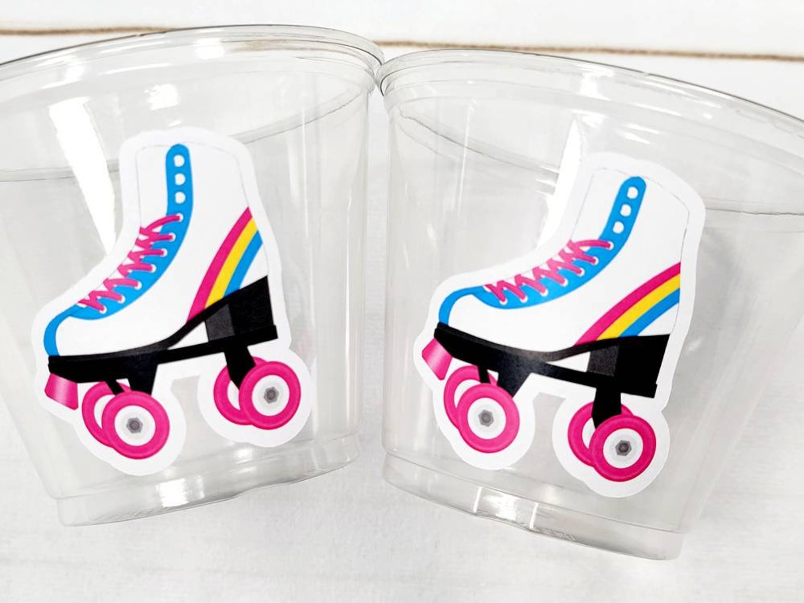 ROLLER SKATE PARTY Cups Roller Skating Birthday Cups Skate Etsy