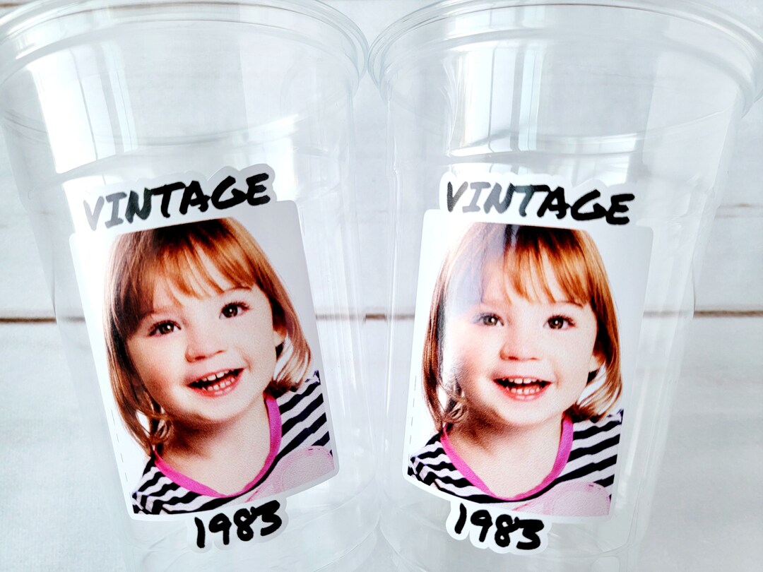 Custom Plastic Cups With Picture 1983 Personalized Cups 40th Birthday Cups Favors Vintage 40th