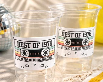 50th PARTY CUPS 50th Birthday Decoration 50th Party Favors 50th Party 50th Birthday Cassette Tape Party Best of 1976 Birthday Vintage 1976
