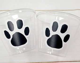 Bicchieri per feste con impronte di zampa - Bicchieri per feste a tema cani, bicchieri con impronte di zampa, bicchieri per feste a tema cuccioli, festa di compleanno per cani, festa di compleanno per cuccioli, decorazioni per feste a tema cuccioli, impronte di zampa