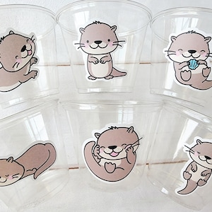 OTTER PARTY CUPS Otter Birthday Party Favors Otter Cups Otter Baby Shower Decorations Otter Party Supplies Otter Party Favors Sea Otters
