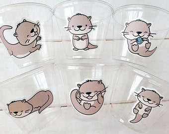 OTTER PARTY CUPS Otter Birthday Party Favors Otter Cups Otter Baby Shower Decorations Otter Party Supplies Otter Party Favors Sea Otters