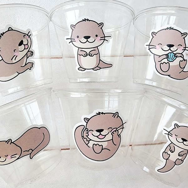 OTTER PARTY CUPS Otter Birthday Party Favors Otter Cups Otter Baby Shower Decorations Otter Party Supplies Otter Party Favors Sea Otters