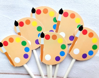 Art Party Cupcake Toppers, Paint Party Cupcake Toppers, Painting Cupcake Toppers, Paintbrush Cupcake Toppers