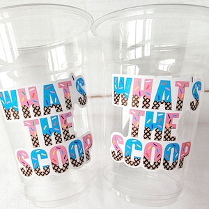 WHAT&#39;S THE SCOOP Ice Cream Cups Ice Cream Gender Reveal Party Ice Cream Baby Shower Pink Blue Ice Cream Baby Shower Ice Cream Party Favors