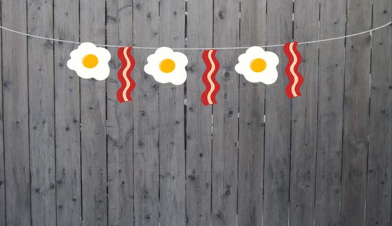 Bacon and Eggs Garland, Bacon and Eggs Banner, Breakfast Garland, Breakfast Banner, Photo Prop Il_570xn