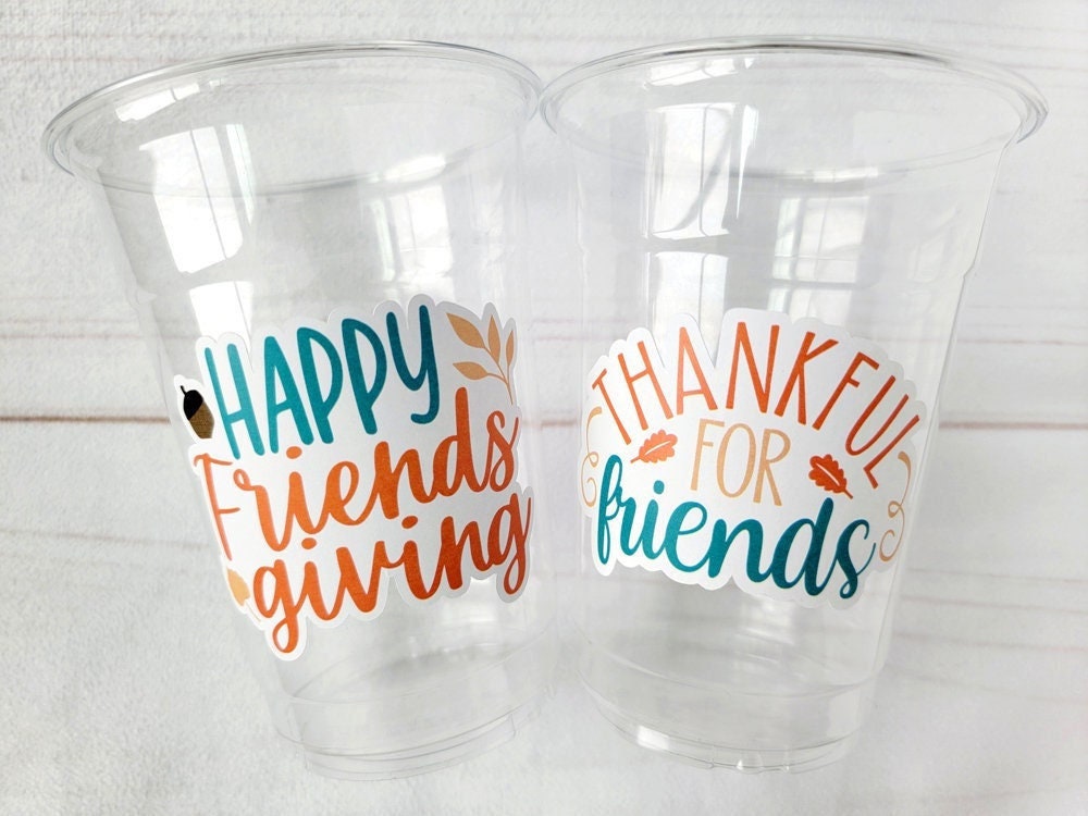 Kids Thanksgiving Cups Personalized, Thanksgiving Party Cups for Kids,  Plastic Cups With Lids and Straws, Friendsgiving Party Cups for Kids 