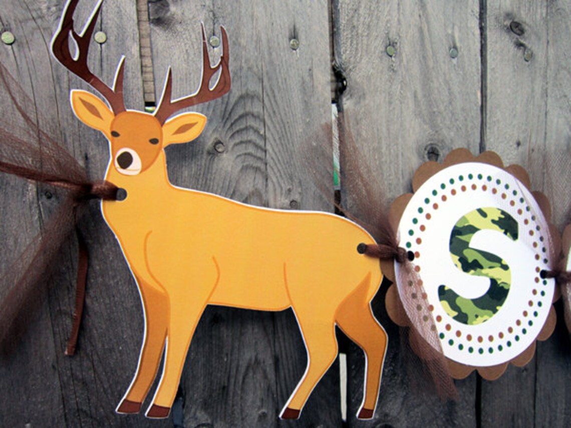 Hunting Birthday Party Cupcake Toppers Deer Cupcake Toppers Etsy