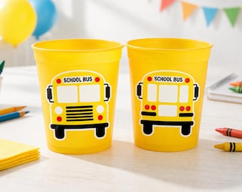 Schoolbusfeestbekers - Herbruikbare schoolbekers Schoolbusverjaardag Schoolbusfeest Schoolbuscadeautjes Lerarencadeau voor de start van het schooljaar