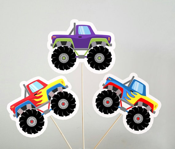 Monster Truck Centerpieces Monster Truck Party Monster Truck Etsy