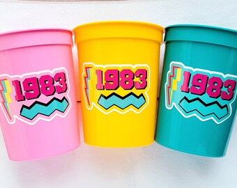 40th PARTY CUPS - Best of 1983 40th Birthday Party 40th Birthday Favors 40th Party Cups 40th Party Decorations 1983 Birthday 80's Party Cup