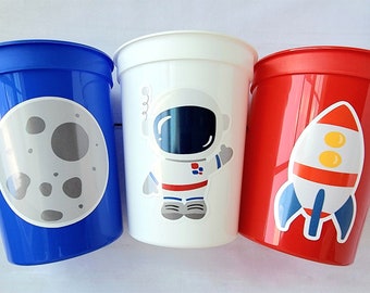 Space Party Cups - Galaxy Party Cups Space Birthday Cups Outer Space Birthday Rocket Party Planet Party Astronaut Birthday Party Space Cups