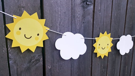 Sun Banner, Sun Garland, Little Sunshine, Sun and Clouds, Sunshine Banner, Sunshine Garland, Weather Banner, You Are My Sunshine Birthday Il_570xn