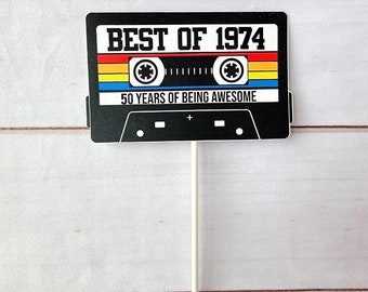 1974 CAKE TOPPER Cassette Tape Cake Topper Best of 1974 Cake Topper 50th Birthday Cake Topper 50th Party Decorations 50th Vintage 1974 Party