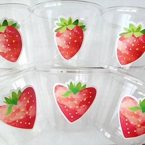 STRAWBERRY PARTY CUPS - Strawberry Birthday Cups Strawberry Cups First Birthday Strawberry Party Decorations Strawberry Baby Shower