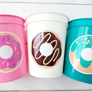 DONUT PARTY CUPS- Donut Birthday Party Donut Grow Up Donut Party Decoration Donut Birthday Decoration Donut First Birthday Donut Baby Shower