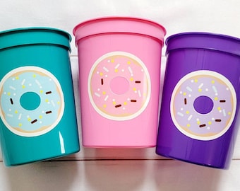 DONUT PARTY CUPS- Donut Birthday Party Donut Grow Up Donut Party Decoration Donut Birthday Decoration Donut First Birthday Donut Baby Shower