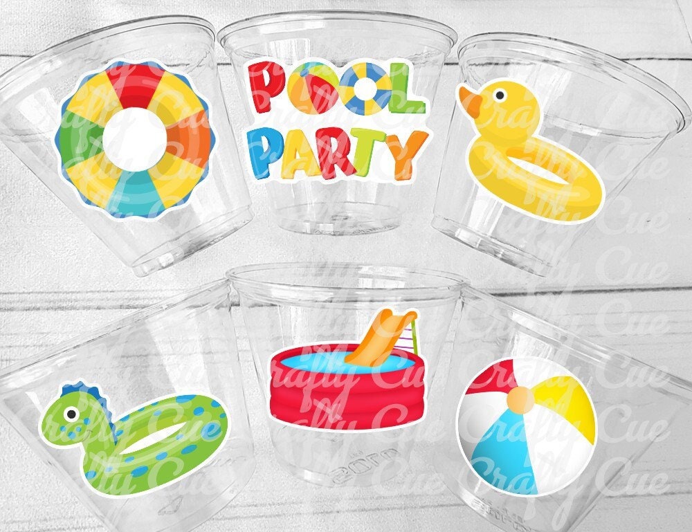 Splash Bash Birthday Party Beverage Cups Plastic Drink Pool Swimming Girl  Wave Swim Tube Ball Flower Boogie Bear Invitations Danielle Theme