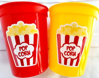 POPCORN PARTY CUPS - Popcorn Birthday Party Cups Movie Party Favors Popcorn Party favors Movie party Supplies Cinema Pink Popcorn Movie Cups
