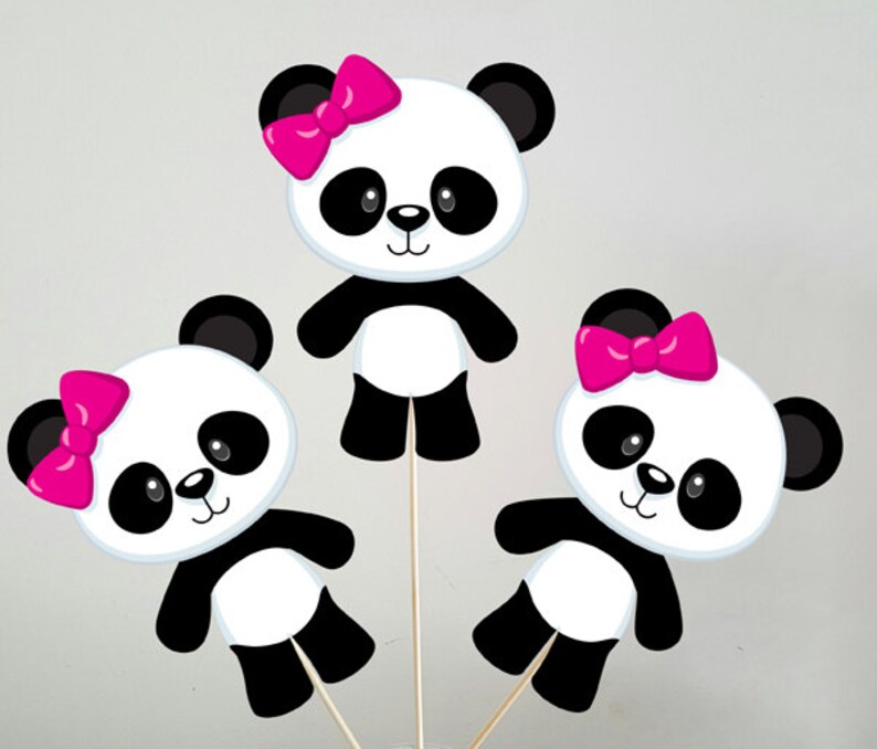 Panda Bear Cupcake Toppers Girl Panda Cupcake Toppers Etsy