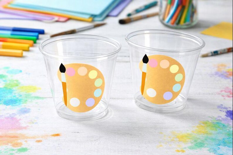 ART PARTY CUPS - Art Painting Party Treat Cups Paint Party Favors Art Party Cups Art Party Paint Pallette Painting Party Favors Paint Favor image 3